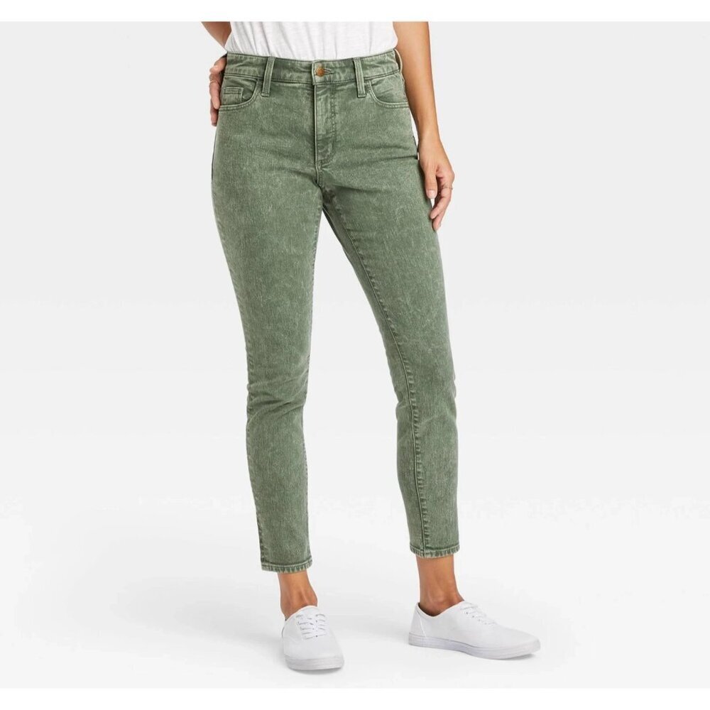 Universal Thread Jeans Womens 4/27R High Rise Skinny Stretch Denim Washed Green - Picture 12 of 12